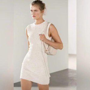 ZARA PEARL TRIM KNIT MINI DRESS